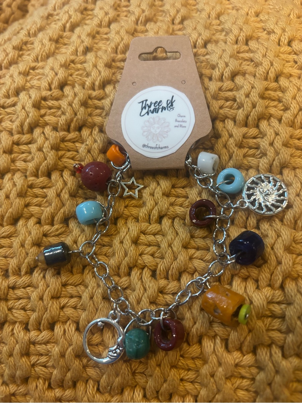 Handmade Charm Bracelet- Sun, Moon & Stars